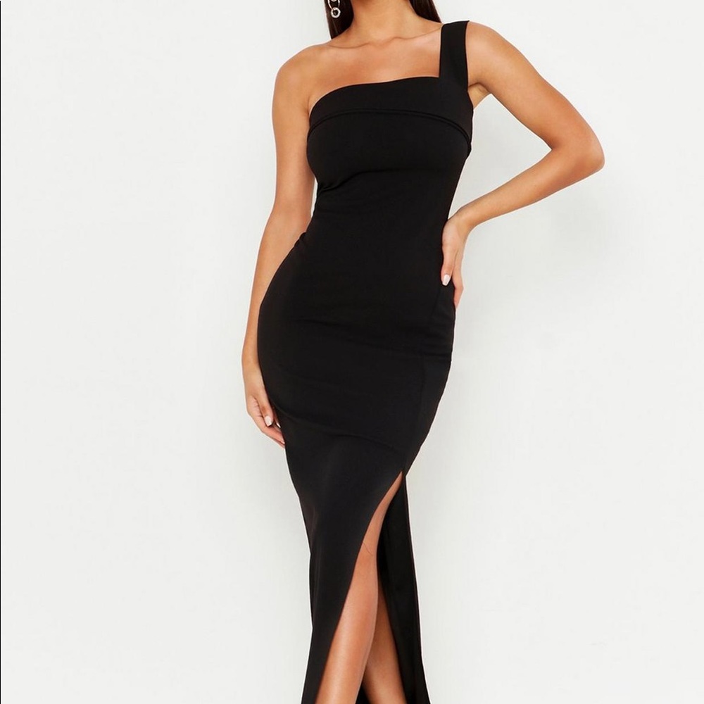 One shoulder maxi dress with slit